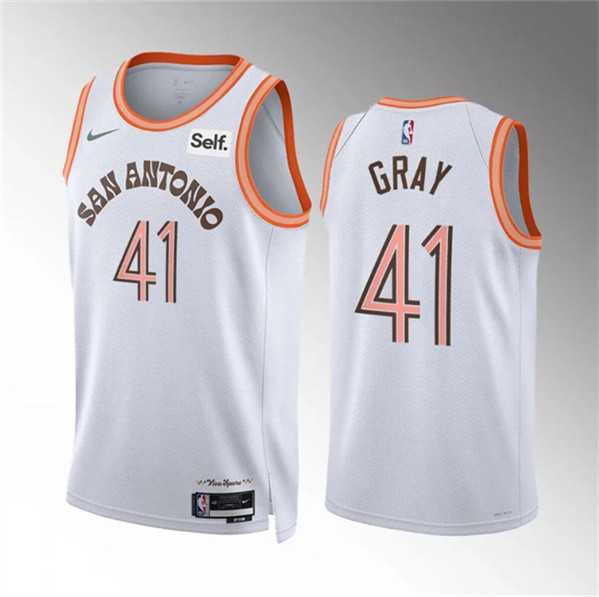 Men's San Antonio Spurs #41 Raiquan Gray White 2023-24 City Edition Stitched Basketball Jersey Dzhi,We sell and wholesale Men's San Antonio Spurs #41 Raiquan Gray White 2023-24 City Edition Stitched Basketball Jersey Dzhi on line form chian!